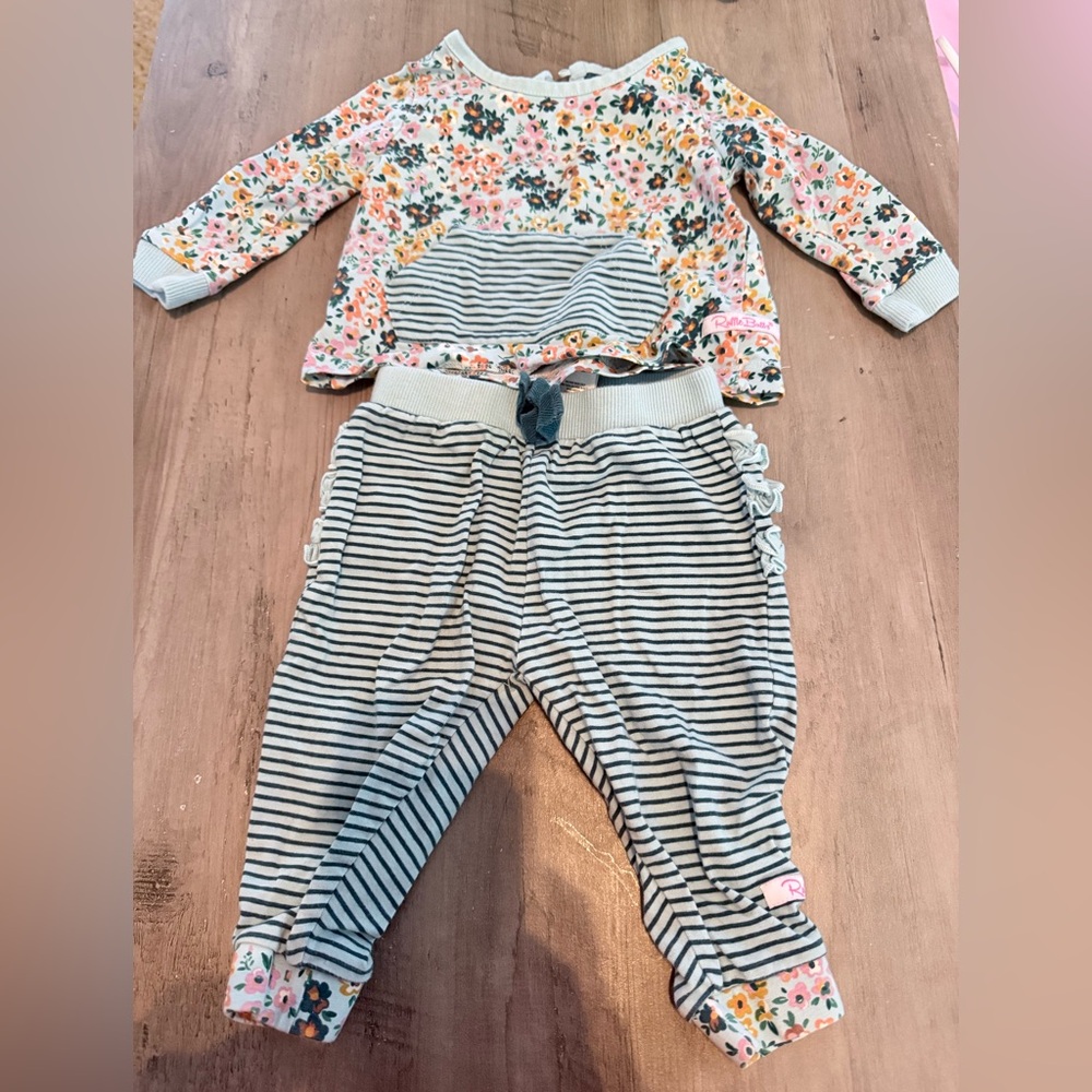 Ruffle Butts Floral and Striped Set 6-12m